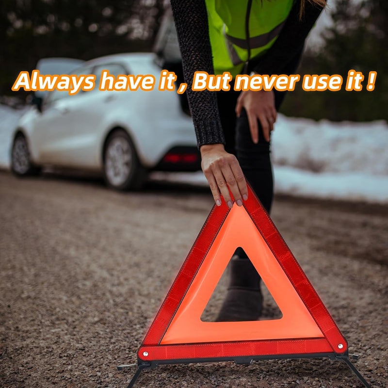 WORKKOOL Store Safety Triangles for Emergency Use, Road Side Triangle Reflectors, Warning Triangle with Case for Vehicles Breakdown(3 Packs) - Image 4
